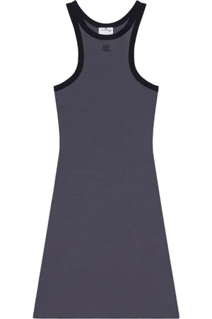 Courrèges Femme, Robes, Noir, Taille: 38 FR Robe Sans Manches Bleu Acier Dos Nageur