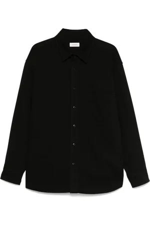 LEMAIRE Homme, Chemises, Noir, Taille: L Chemise Noire à Boutons Épaule Tombante