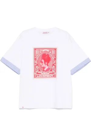 Charles Jeffrey Loverboy Homme, Tops, Blanc, Taille: L T-shirt à Col Rond avec Imprimé Graphique