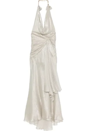 MARIA LUCIA HOHAN Femme, Robes, Gris, Taille: 36 FR Robe Dos Nu Drapée Col Halterneck