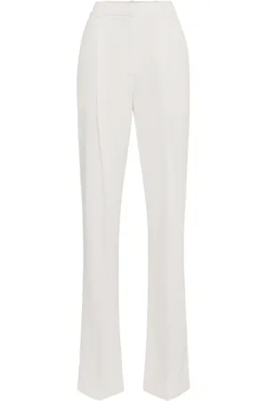 Elisabetta Franchi Femme, Pantalons, Blanc, Taille: 38 FR Pantalon Ivoire en Crêpe Stretch