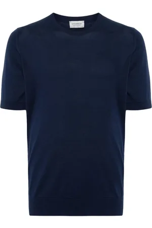 JOHN SMEDLEY Homme, Tops, Bleu, Taille: 2XL T-shirt en Coton Bleu Marine à Col Rond