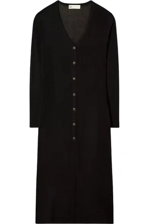 Tory Burch Femme, Pulls, Noir, Taille: 36 FR Cardigan Long Noir Col en V Boutonné