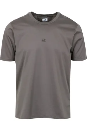 C.P. Company Homme, Tops, Gris, Taille: XL Coton Col Rond T-shirt avec Patch Logo