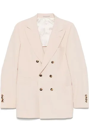 Brunello Cucinelli Homme, Vestes, Rose, Taille: M Veste rose clair à double boutonnage avec aérations arrière