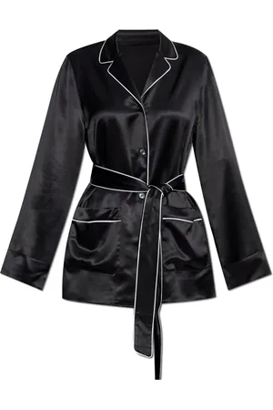 Dolce & Gabbana Femme, Blouses et Chemises, Noir, Taille: 34 FR Chemise en soie avec ceinture