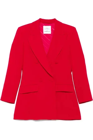 MARELLA Femme, Vestes, Rouge, Taille: 36 FR Veste Rouge à Double Boutonnage avec Épaulettes