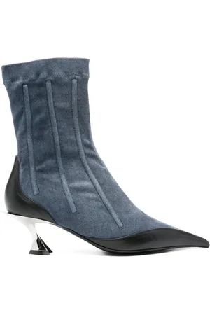 MUGLER Femme, Chaussures, Bleu, Taille: 39 EU Chaussures Talon en Cuir Bleu Indigo