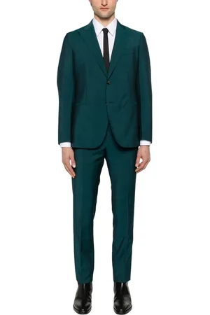 CARUSO Homme, Costumes, Vert, Taille: L Teal Poignets Boutonnés Évents Arrière