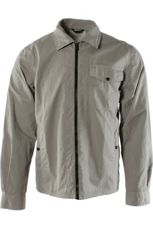 Woolrich Homme, Vestes, Gris, Taille: 2XL Overshirt Gris en Gabardine de Coton