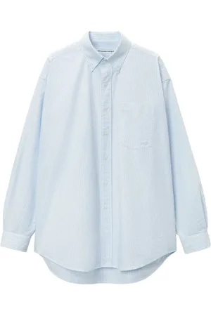 Alexander Wang Femme, Blouses et Chemises, Bleu, Taille: 38 FR Chemise Bleu Clair avec Logo Brodé