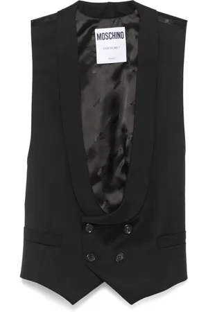 Moschino Femme, Vestes, Noir, Taille: 38 FR Gilet noir à double boutonnage avec revers châle