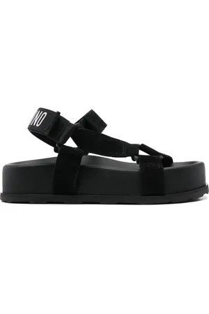Moschino Femme, Chaussures, Noir, Taille: 38 EU Chaussures Flatform Noires à Bride Touch