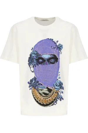 Ih Nom Uh Nit Homme, Tops, Blanc, Taille: XL T-shirt en Coton Blanc avec Imprimé de Roses Noires