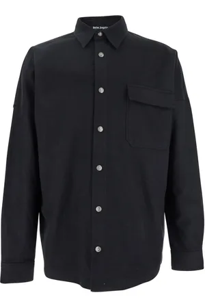 Palm Angels Homme, Chemises, Noir, Taille: S Chemise Noire Oversize avec Logo en Coton