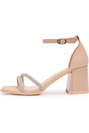 CESARE GASPARI Femme, Chaussures, , Taille: 36 EU Sandales à talon bloc en cuir à bout ouvert