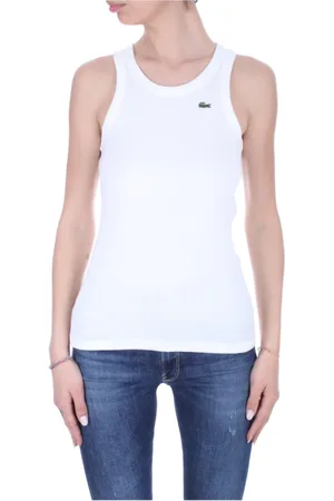 Lacoste Femme, Tops, Blanc, Taille: 44 FR T-shirts et Polos Crème Logo Front