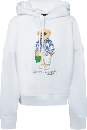 Ralph Lauren Femme, Sweatshirts et sweats à capuche, Blanc, Taille: 40 FR Sweat à Capuche Ours Brodé