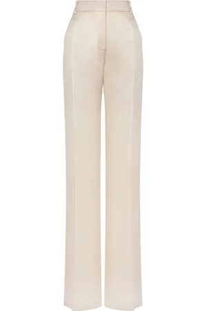 Alberta Ferretti Femme, Pantalons, , Taille: 40 FR Pantalon en Satin Ivoire Plissé