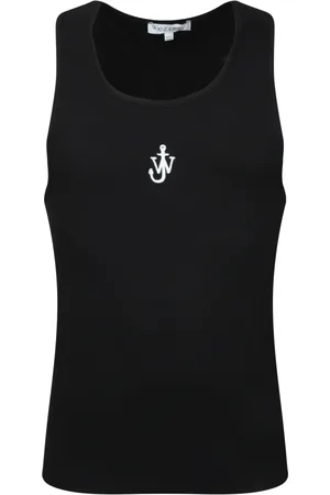 J.W.Anderson Homme, Tops, Noir, Taille: XL Débardeur sans manches avec logo ancre blanc