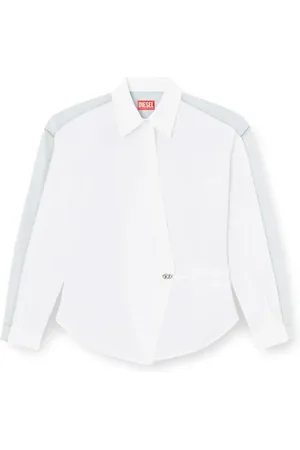 Diesel Femme, Blouses et Chemises, Blanc, Taille: 36 FR Chemise Wrap Déconstruite en Blanc