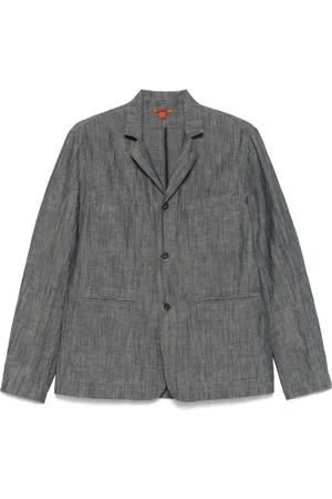 BARENA Homme, Vestes, Gris, Taille: L Veste Blazer Gris Lin Coton