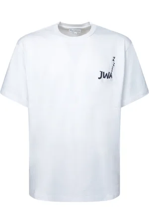 J.W.Anderson Homme, Tops, Blanc, Taille: S T-shirt à Logo Stylisé Manches Courtes