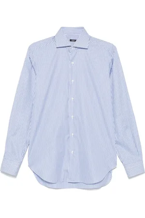 BARBA Homme, Chemises, Bleu, Taille: 3XL Chemise à Rayures Bleu Clair Élégante Écologique