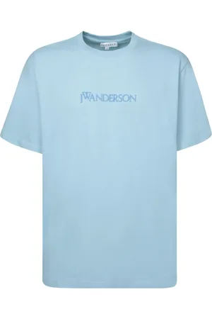 J.W.Anderson Homme, Tops, Bleu, Taille: M T-shirt Bleu Ciel Brodé