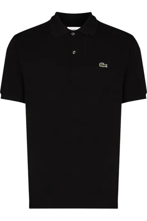 Lacoste Homme, Tops, Noir, Taille: L Polo Noir en Coton avec Logo