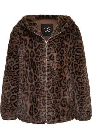 CESARE GASPARI Femme, Vestes, Brun, Taille: 40 FR Veste à Capuche en Fausse Fourrure Reyna - Léopard
