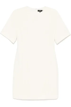 THEORY Femme, Robes, Blanc, Taille: 42 FR Robe Blanche à Manches Courtes