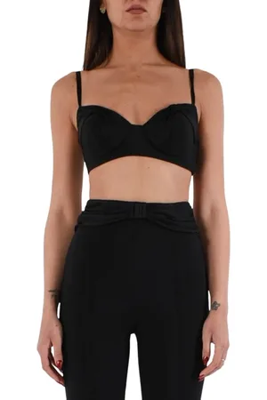 Elisabetta Franchi Femme, Tops, Noir, Taille: 40 FR Top en crêpe avec nœuds en satin