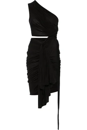 Rick Owens Femme, Robes, Noir, Taille: 38 FR Robe Noire Drapée avec Détail Rassemblé