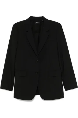 THEORY Femme, Vestes, Noir, Taille: 36 FR Veste Noire Boutonnée avec Épaulettes