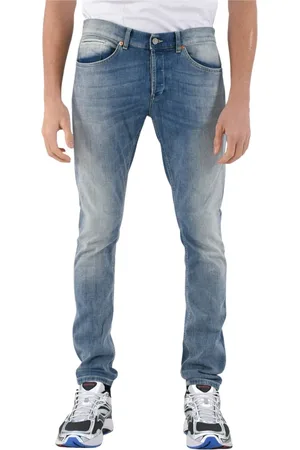 Dondup Homme, Jeans, Bleu, Taille: W32 Jean Skinny Fit usé avec logo métallique
