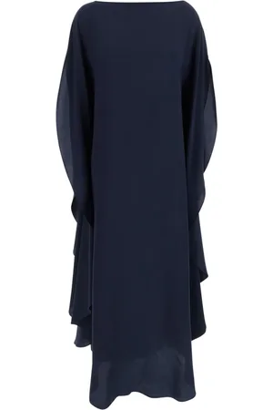 GIANLUCA CAPANNOLO Femme, Robes, Bleu, Taille: 40 FR Robe en Soie Bleu Nuit avec Manches Amples