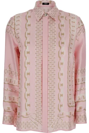 VERSACE Femme, Blouses et Chemises, Rose, Taille: 36 FR Chemise Rose en Soie avec Imprimé Barocco Femme