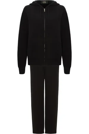 CESARE GASPARI Femme, Combinaisons et Ensembles, Noir, Taille: 40 FR Merino Gilet à Capuche Costume Penelope - Noir