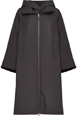 CESARE GASPARI Femme, Manteaux, Gris, Taille: 40 FR Manteau doudoune oversize à capuche avec poignets en fausse fourrure - Gris