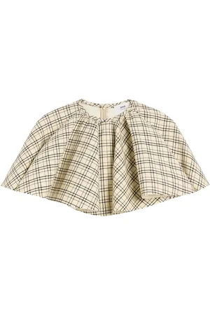 Ami Femme, Blouses et Chemises, Multicolore, Taille: 36 FR Haut Beige à Carreaux et Cape