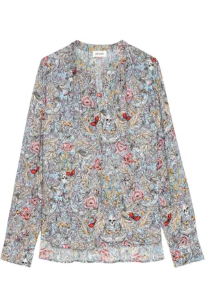 Zadig & Voltaire Femme, Blouses et Chemises, Multicolore, Taille: 36 FR Chemisier en Viscose Imprimé Floral Bleu