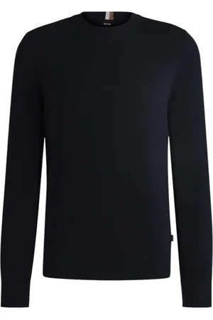 HUGO BOSS Homme, Pulls, Bleu, Taille: 2XL Pull en Coton Bleu Marine avec Microstructure