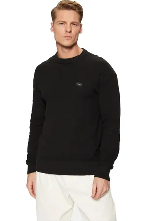 Calvin Klein Homme, Pulls, Noir, Taille: XL Pull noir en coton à manches longues