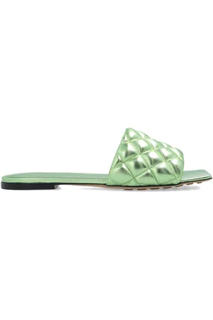 Bottega Veneta Femme, Chaussures, Vert, Taille: 36 EU Sandales Rembourrées en Cuir de Veau