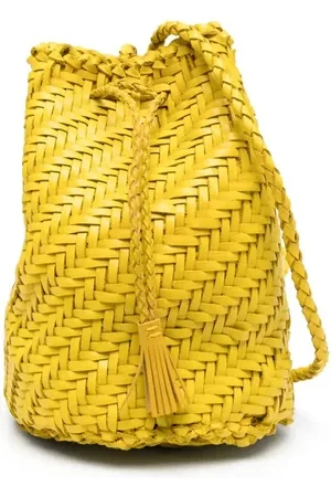 Dragon Diffusion Femme, Sacs, Jaune, Taille: ONE Size Sac en Cuir Chartreuse avec Cordon et Pompon
