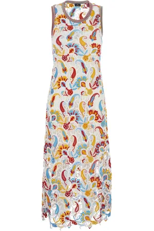Etro Femme, Robes, Multicolore, Taille: 36 FR Robe Longue Sans Manches à Imprimé Floral