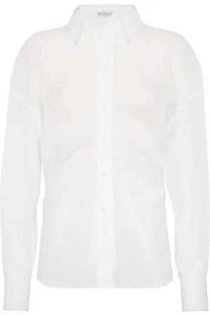 Brunello Cucinelli Femme, Blouses et Chemises, Blanc, Taille: 38 FR Chemise Blanche Col Classique
