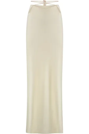 Anna October Femme, Jupes, Blanc, Taille: 40 FR Jupe Midi avec Fente Latérale