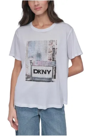 DKNY Femme, Tops, Blanc, Taille: 40 FR Subway Rhinestone T-shirt
